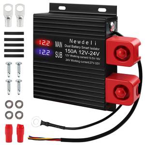 lot 12420 image: Newdeli 150 Amp Dual Battery Isolator 12V24V Universal Voltage Sensitive Relay VSR Smart Dual Battery Isolator Kit for Marine RV UTV Car Boat Truck Trailer ATV Camper Moto