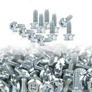 lot 12450 image: CNNELL License Plate Screws for American Cars #14x 34 (#1620), HexPhillipsFlat 100Pcs