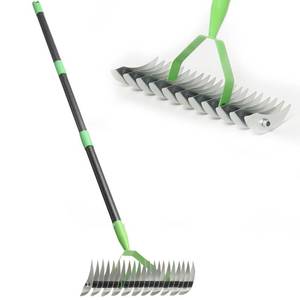 lot 13129 image: Thatch Rake for Lawns, Dead Grass Dethatcher Rake Removal Tool Heavy Duty Long Handle 54 inch, 13 inch Wide 11 Tines Manual Lawn Thatcher for Loosening Soil in Yard Garden