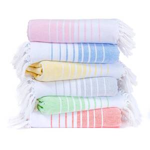 lot 13134 image: Native Fab Turkish Beach Towels - 6 Pack - Oversized 40x71 - 100% Cotton, Lightweight, Thin, Quick Dry, Sand Free - Large Striped Towel for Adults, Travel, Bath, Swim, Camp - Multi 6 Colors