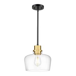 lot 13135 image: Emak 10 Inch Large Glass Pendant Lights Kitchen Island, Black and Gold Pendant Light Fixtures, Modern Farmhouse Island Lights for Kitchen, Dining Room, Bathroom, PL126-BKBGD-CG