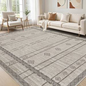 lot 13146 image: cotiled 6x9 Area Rug Living Room Washable Boho Rugs with Non Slip Backing Large Soft Indoor Stain Resistant Carpet for Bedroom Farmhouse Dining Room Lightweight Home Decor Grey Brown