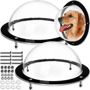lot 13151 image: Goaste 2 Pack Dog Fence Window, 12.4 Inch Clear Pet Dome, Durable Plastic Pet Peek Windows Playground, Doggie Fence Safe Domes, Pets Supply for Dog Cat Horse, 12.4 x 4.9 Inch
