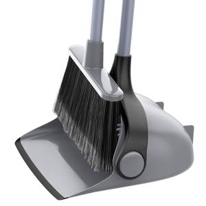 lot 13158 image: MR.SIGA Broom and Dustpan Set with Adjustable Long Handle, Upright Combo for Floor, Cleaning Lobby, Gray