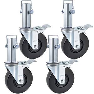 lot 13163 image: BestEquip 4 Pack 5Inch Scaffolding Rubber Swivel Caster Wheels with Dual Locking Heavy Duty Casters 1.26 Inch Square Stem 440LBS Capacity per Wheel