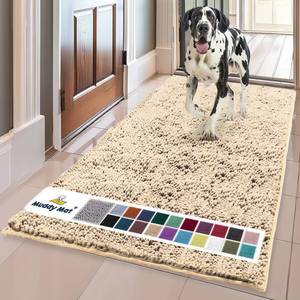 lot 13165 image: Muddy Mat�  Super Absorbent Door Mat Indoor, Microfiber Quick Dry Chenille Entryway Rug, Non-Slip Front Door Mat, Indoor Mats for Entryway, Machine Washable Pet Rug, Beige 24x120
