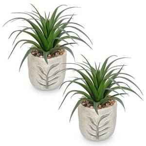 lot 13167 image: Hollyone 2 Pack Small Artificial Succulents Plants Potted Fake Spiked Succulent Plant in Rustic Pot Mini Faux Plant Agave Aloe Plant Indoor for Office Desk Farmhouse Home Table Shelf Boho Decor