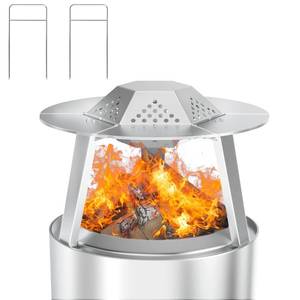 lot 13171 image: Heat Deflector for Solo Stove Ranger 15,Deflector with Carrying Handle & 3 Legs, Detachable Pellet Adapter Diffuser for Solo Stove Ranger 1.0 and 2.0 Series Accessories, 304 Stainless Steel