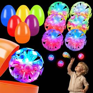 lot 14332 image: 6 Pack Easter Eggs Filled with Light Up Suction Cup Balls, Easter Basket Stuffers Essentials, Filled Easter Eggs with Fidget Toys for Kids Toddlers, Easter Egg Hunt Party Favors, Classroom Prize