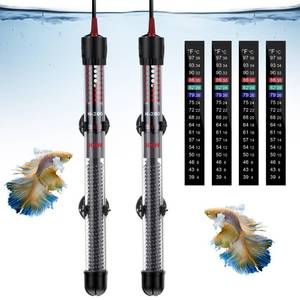 lot 14333 image: Dreyoo 2 Set 300W Submersible Aquarium Heater, Adjustable Aquarium Fish Tank Heater with 4 Thermometers Stickers and Suckers, Adjustable Knob Thermostat for Marine Saltwater and Freshwater