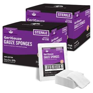 lot 14342 image: 2x2 Gauze Sponges - 200 Gauze Pads Individually Wrapped in Packs of 2 for Medical Facilities, Wound Care, and First Aid - 8 Ply Woven Sterile Pads