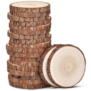 lot 14361 image: LESUMI Unfinished Natural Wood Slices with Bark - 20 Pcs 3.5-4 inch Wood Craft kit, DIY Kids Arts and Crafts Coasters Christmas Ornaments Rustic Wedding Decorations