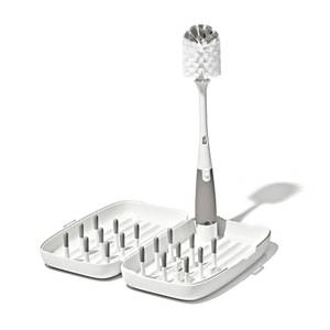 lot 14362 image: OXO Tot Travel Size Drying Rack with Bottle Brush- Gray