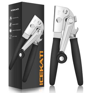 lot 14363 image: Commercial Can Opener, ICEKATl Can Opener Manual Heavy Duty Easy for Big Cans with Magnet, Folding Hand Crank With Comfortable Long Handles