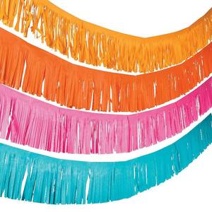 lot 14385 image: Fun Express Fiesta Fringe Garland Party Decorations - Colorful Paper Streamers for Cinco de Mayo, Mexican Birthday Parties & Celebrations  4-Piece Rainbow Set, 39 Feet Total Length