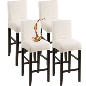 lot 14416 image: YISUN Waterproof Bar Stool Covers, Stretch Pub Stool Chair Cover Removable Washable Counter Stool Covers Bar Stool Slipcovers for Kitchen, Pub, Dining Room (4 Pack, T-Beige)
