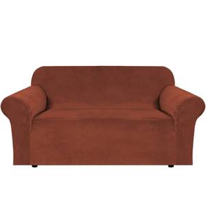 lot 15075 image: H.VERSAILTEX 1 Peice Stretch Velvet Sofa Covers for 3 Cushion Couch Covers Sofa Slipcovers Furniture Protector Soft, Crafted from Thick Comfy Rich Velour (Sofa 72-90, Rust)