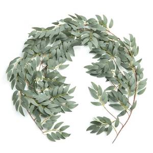 lot 15084 image: Lings Moment Italian Ruscus Greenery, 5.9ft Artificial Silk Willow Leaf Garland, Fake Wispy Rustic Vine Stem Swag for Table Centerpieces Wedding Arch Decor, Dusty Green