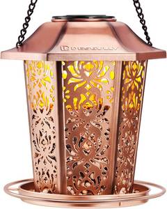lot 15098 image: Solar Bird Feeders for Outdoors Hanging - Premium Grade Metal Bird Feeder, Chew-Proof, Weather and Water Resistant Wild Bird feeders, Outside and Garden Decoration-New