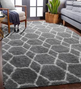 lot 15108 image: ONASAR Area Rugs for Living Room Bedroom, 5x8 Fluffy Grey and White Rug, Geometric Boho Soft Plush Shaggy Fuzzy Floor Carpet for Nursery Kids Girls Boys Teen Dorm Home Decor Aesthetic