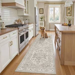 lot 15125 image: Madane Runner Rug 2x8, Washable Hallway Runner Rugs, Non-Slip Low-Pile Soft Kitchen Rug Runner Laundry Room Rug, Vintage Throw Entry Foyer Mat for Entrance Living Room (BeigeBrown, 2 x 8)