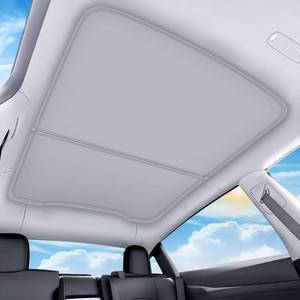 lot 15137 image: QINQINTU 2026 Upgraded for Tesla New Model Y Juniper 2025 2026 Sunshade Roof No Sag,Ice-Crystal Cooling Coatings Heat Insulation Glass Roof Sun Shade for Tesla Model Y Accessories 2025 2026 Beige