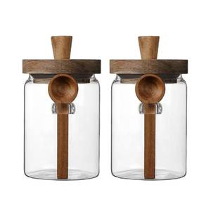 lot 15139 image: ANSQU Set of 1 Glass Food Storage Jars with Bamboo Wood Lid and Spoon, 27oz Glass Kitchen Canisters for Coffee, Tea, Cereal, Spice and Canning, Mason Jars (27oz-1pack)