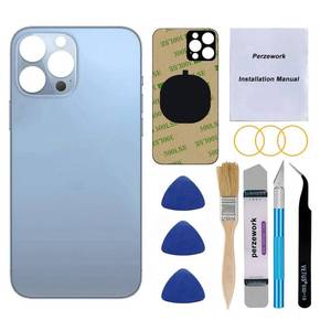 lot 16377 image: Perzework OEM Rear Cover Back Glass Replacement for iPhone 13 pro max 6.7 inch All Carriers with with Installment Manual and Professional Repair Tool Kits��Sierra Blue