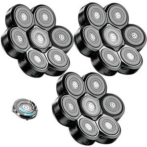 lot 16390 image: 7 Head Shaver Replacement Heads for Freebird Bald Men, Head Shavers for Men,Shaver Replacement Blades for SHPAVVERWyklausCyruzi Shaver Head (Black3count)