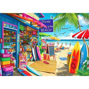 lot 16411 image: Beach Shop Puzzles for Adults 1000 Pieces Summer Surf Shack Puzzle for Adults Jigsaw Puzzles 1000 Pieces with Letters on Back Hard Impossible Difficult challenging Family Puzzle (27.5x19.6)