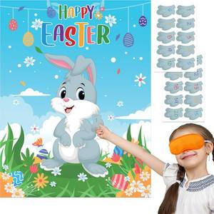lot 16416 image: CheerChamp Easter Party Games for Kids - Pin The Tail on The Bunny with Reusable Stickers  Complete Activity Set for Easter Egg Hunt, Decorations, Party Favors & Supplies