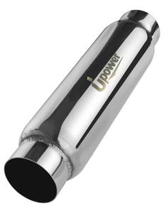 lot 16435 image: UPOWER 3 Inlet&Outlet Exhaust Resonator,16 Overall Length Center Straight Through Stainless Steel Muffler,Polished