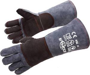 lot 16462 image: Fireplace Gloves Fire Heat Resistant Dark-Grey 16IN 932�� - Fireproof Leather for Fireplace Fire Pit Wood Stove Campfire Furnace BBQ Grill Oven Stick Mig Welding Welder Gear - Birthday Gift XL