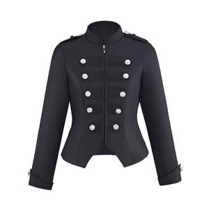 lot 16470 image: Womens Double Breasted Steampunk Ringmaster Jacket Military Blazer Casual Zip Up Vintage Jacket (Black, XXL)