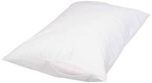 lot 16476 image: Amazon Basics Queen Pillow Protector with Zipper, 100% Cotton Hypoallergenic, Machine Washable, White, 31 x 21 Inches, Pillows Not Included