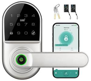 lot 17749 image: Leydebong Smart Door Handle Lock with Keypad, Fingerprint Smart Knob - Electronic Lock with Code, IC Card, App Control for Front, Interior, Exterior & Bedroom Door - DIY Installation