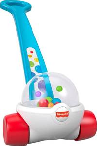 lot 17758 image: Fisher-Price Baby & Toddler Toy Corn Popper Blue Push-Along with Ball-Popping Action for Infants Ages 1 Years, 2-Piece Assembly