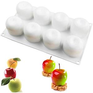 lot 18271 image: OCPO KITCHEN Apple Silicone Mold for Baking Mousse Cake Dessert Pastry Chocolate Fruit Pudding Jelly Ice Cream Christmas Cake Decoration Mold, Non-Stick and Easy Release, Apple Shape (8-Cavity)