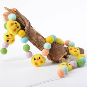 lot 18289 image: FuWeave Easter Felt Garland Wool Ball Pom Pom Garland Handmade 6.6 Feet Spring Farmhouse Banner for Mantle Hanging Decorations for Easters Baby Shower Home Decors(Colorful Chick)