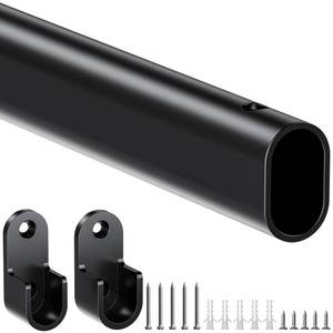 lot 18299 image: Mavivegue Oval Closet Rod, Closet Rods for Hanging Clothes, Adjustable Closet Rod �� Expandable 17 to 40 Inches, Heavy Duty Closet Rods for Laundry Room, RV, Closet Storage (Black)