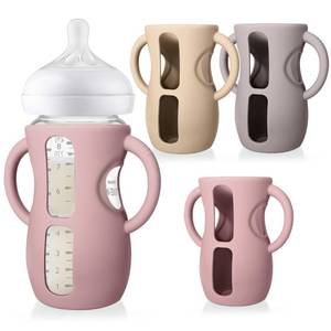 lot 18328 image: Juome Silicone Sleeves with Handles for Avent Natural Glass Baby Bottles - 3 Pack Anti Breakage Baby Bottle Holder for Philips Avent Glass Baby Bottle, Compatible with Phillips Avent Bottles 8 oz