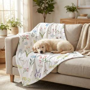 lot 18346 image: Horaldaily Pets Flannel Blanket, Spring Summer Watercolor Wild Flowers Blooming Soft Fuzzy Fluffy Plush Cozy Fleece Premium Blankets for Dog Cat Puppy Kitten Couch Protection, 30x40