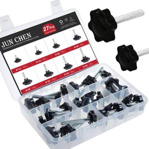 lot 18351 image: JUNCHEN M8 Clamping Screw Knob,27pcs Thread Star Knob��Plastic Hex Shaped Clamping Knob Handle Hand Tightening Screw for Umbrella Base Replacement