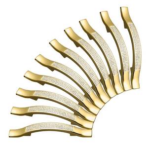 lot 18358 image: LANC Modern Cabinet Knobs and Pulls Shiny DrawerFurniture Handles with Screws All Metal Stylish Kitchen Hardware 10 Pack, Gold, B204G96-P10