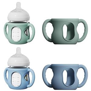 lot 18364 image: 2 Pack Silicone Sleeves for Avent Natural Glass Bottles, Anti Breakage Bottle Holder with Handle, Compatible with Philips Avent Glass Natural Bottle 4 oz