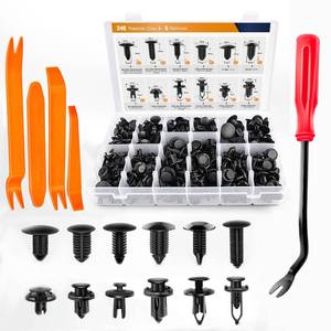 lot 18375 image: GOOACC 240PCS Bumper Retainer Clips Car Plastic Rivets Fasteners Push Retainer Kit 12 Popular Sizes Auto Push Pin Rivets Set -Door Trim Panel Fender Clips for GM Ford Toyota Honda Chrysler