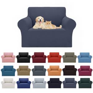 lot 18378 image: Cupuamon 2026 New Stretch Chair Sofa Slipcovers Couch Cover for 1 Seater Furniture Protector Sofa Covers with Elastic Bottom Jacquard Fabric Small Checks for Pets, Kids - Charcoal