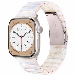 lot 18383 image: V-MORO Resin Band Compatible with Apple Watch Series 1011 41mm40mm38mm42mm Fashion Cute Strap for iWatch Series 987654321SESE 2 Lightweight Bracelet Wristband Women(Classic Aurora White)