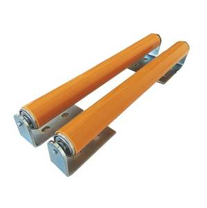 lot 19636 image: Polyurethane Coated Long Roller With Bracket Set  16 Length, 1.5 Diameter Conveyor  Galvanized Steel  Versatile Support for Stands, Woodworking, and Conveyors  Pack of 2