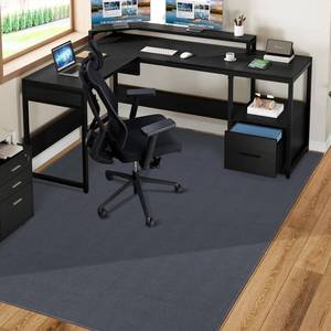 lot 19668 image: QQpony Chair Mat for Hard Floors, 63x51 Large Chair Mat for Hardwood Floors, Fabric Desk Rug for Hard Surface, Area Rug for Living Romm, Non-Slip Protector Floor Mat for Home Office (Dark Grey)